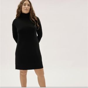 EVERLANE The Cashmere Turtleneck Dress Black Long Sleeve Knee Length Extra Small